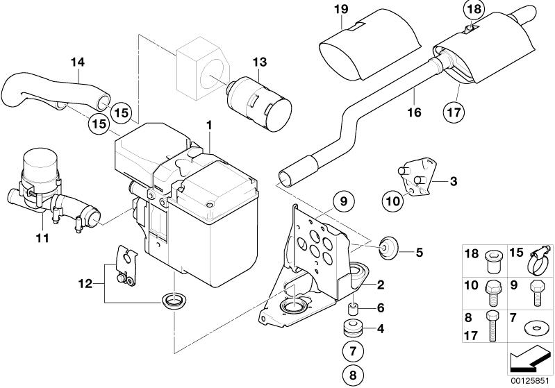 Picture board Auxiliary heating for the BMW 7 Series models  Original BMW spare parts from the electronic parts catalog (ETK) for BMW motor vehicles (car)   Air intake hose, Auxiliary heating, Blind rivet nut, flat headed, BRACE, BRACKET FOR INDEPENDENT H