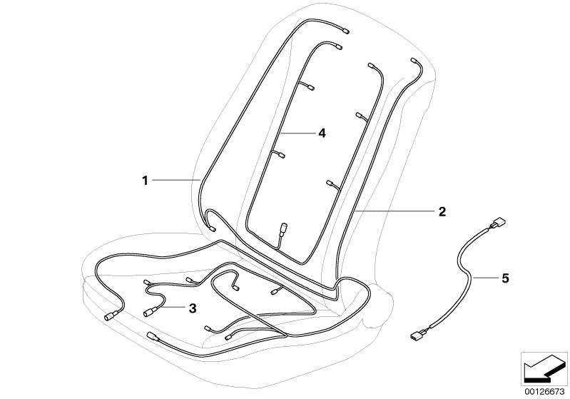 Picture board Rear seat wiring set for the BMW 7 Series models  Original BMW spare parts from the electronic parts catalog (ETK) for BMW motor vehicles (car)   Adapter lead, Rear seat wiring set, Wiring set for seat mechanism,rear right, Wiring set, activ