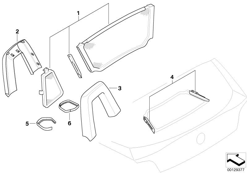 Picture board Retrofit, Wind deflector for the BMW Z Series models  Original BMW spare parts from the electronic parts catalog (ETK) for BMW motor vehicles (car) 