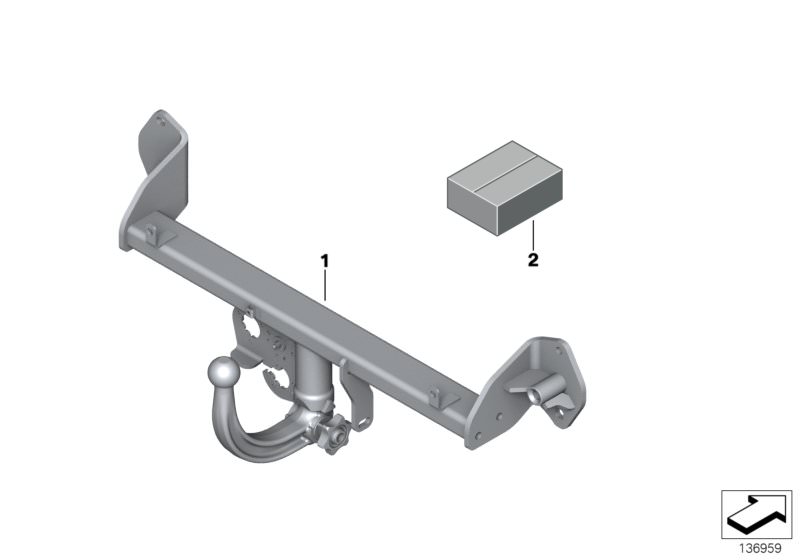 Picture board Retrofit kit, towing hitch for the BMW 1 Series models  Original BMW spare parts from the electronic parts catalog (ETK) for BMW motor vehicles (car) 