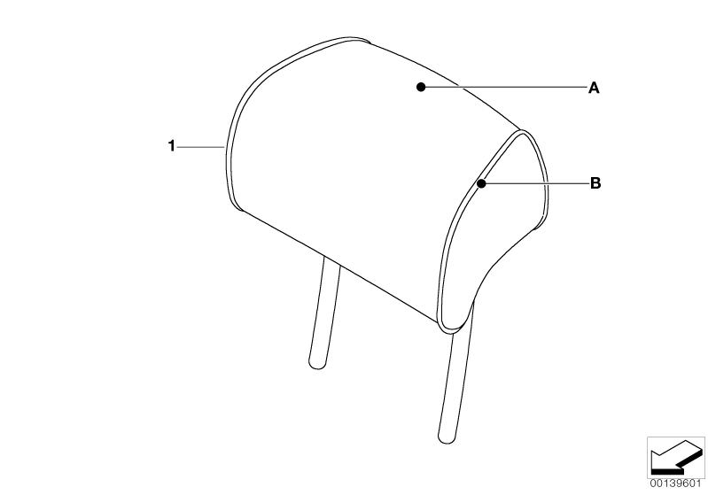 Bildtafel Individual Kopfstütze Basissitz hinten für die BMW 5er Modelle  Original BMW Ersatzteile aus dem elektronischen Teilekatalog (ETK) für BMW Kraftfahrzeuge( Auto)    Kopfstütze Leder