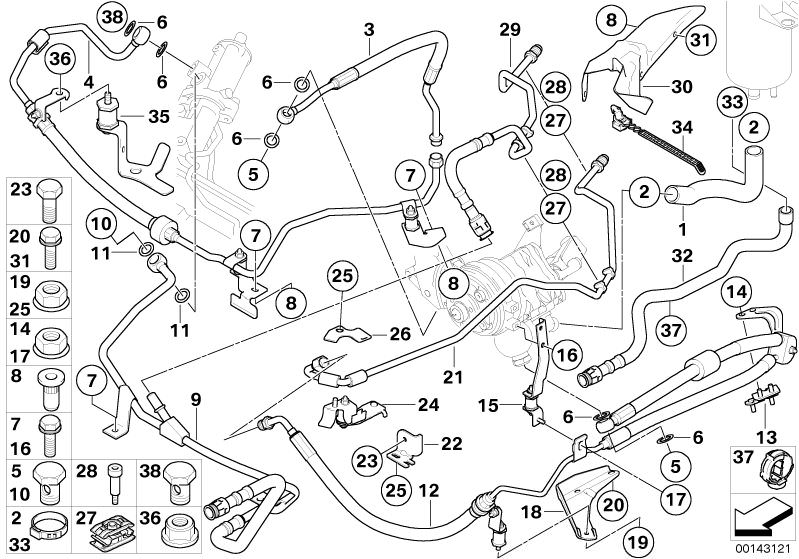 Bildtafel Hydrolenkung Ölleitungen/Dynamic Drive für die BMW 5er Modelle  Original BMW Ersatzteile aus dem elektronischen Teilekatalog (ETK) für BMW Kraftfahrzeuge( Auto)    Blindnietmutter Flachkopf, Bundschraube, Deckel Halter mit Gummilager, Dehnschlau