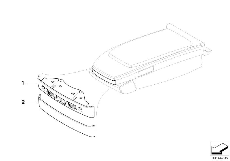 Picture board TV connection in rear armrest for the BMW 7 Series models  Original BMW spare parts from the electronic parts catalog (ETK) for BMW motor vehicles (car)   Audio unit, Audio unit finisher