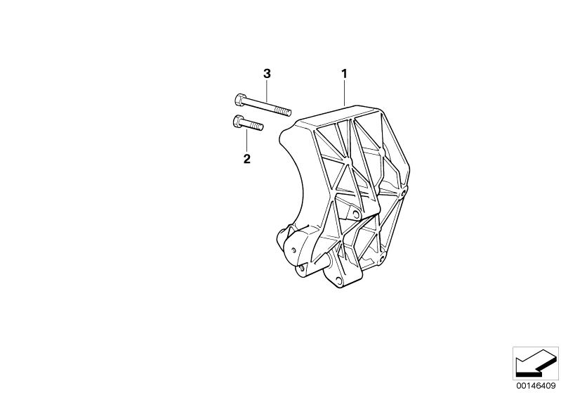 Picture board CLIMATE COMPRESSOR SUPPORTING BRACKET for the BMW Classic parts  Original BMW spare parts from the electronic parts catalog (ETK) for BMW motor vehicles (car)   Carrier, Hex Bolt with washer