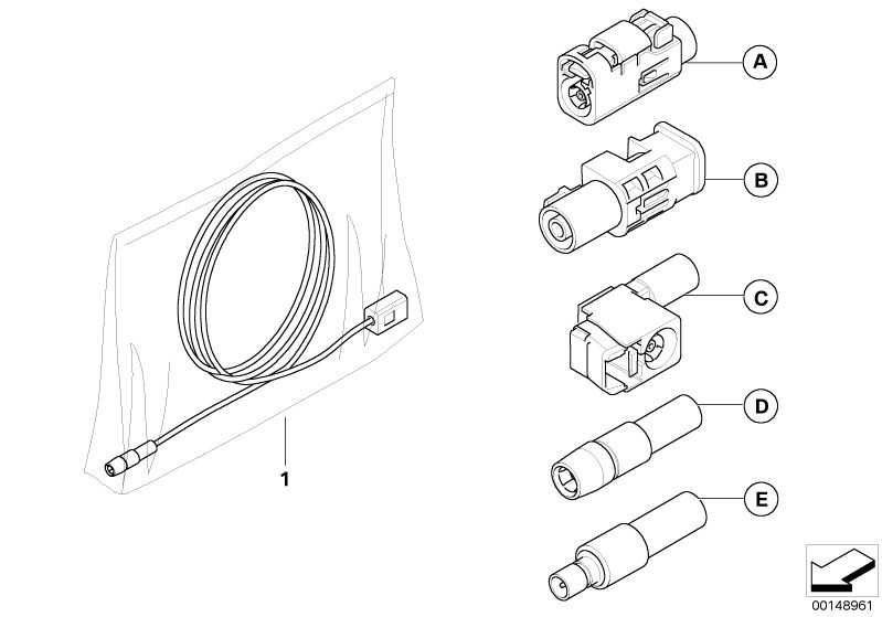 Picture board Universal aerial cable for the BMW Z Series models  Original BMW spare parts from the electronic parts catalog (ETK) for BMW motor vehicles (car)   Universal aerial cable