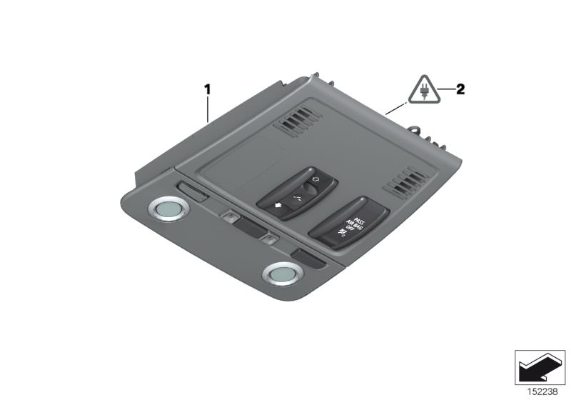 Picture board Switch unit roof for the BMW X Series models  Original BMW spare parts from the electronic parts catalog (ETK) for BMW motor vehicles (car)   Socket housing, Switch unit roof