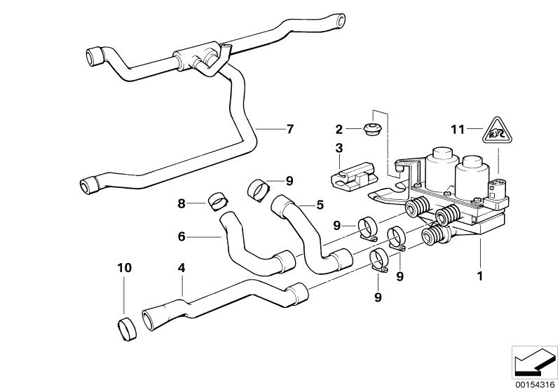 Picture board Water valve/Water hose for the BMW Classic parts  Original BMW spare parts from the electronic parts catalog (ETK) for BMW motor vehicles (car)   Grommet, Hose clamp, HOSE F ENGINE INLET AND WATER VALVE, HOSE F WATER VALVE AND RIGHT RADIATOR