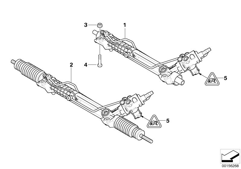 Bildtafel Hydrolenkgetriebe für die BMW 5er Modelle  Original BMW Ersatzteile aus dem elektronischen Teilekatalog (ETK) für BMW Kraftfahrzeuge( Auto)    Austausch Hydrolenkgetriebe Servotronic, Sechskantschraube mit Scheibe, Universal-Buchsengehäuse uncod