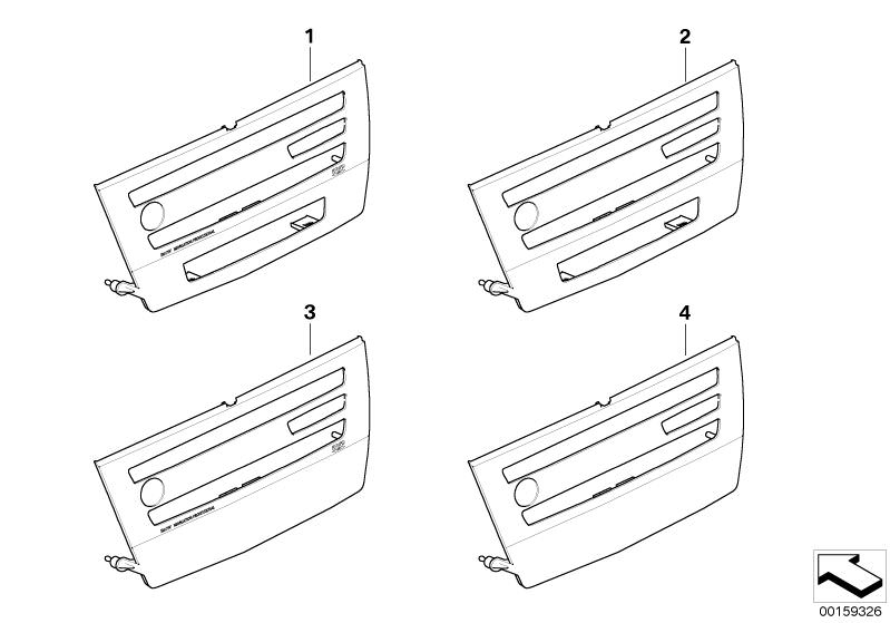 Illustration du Cache Individual CCC pour les BMW 3 Série Modèles  Pièces de rechange d'origine BMW du catalogue de pièces électroniques (ETK) pour véhicules automobiles BMW (voiture)   Decorative trim CCC