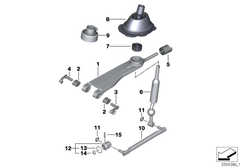Picture board Gearshift, mechanical transmission for the BMW 1 Series models  Original BMW spare parts from the electronic parts catalog (ETK) for BMW motor vehicles (car)   Bearing bolt, Bearing, shift lever, Bearing, shifting arm, BUSH BEARING OVAL, Dow