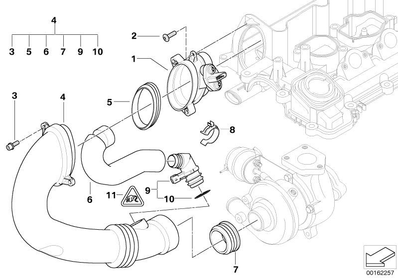 Bildtafel Heissfilmluftmassenmesser für die BMW 7er Modelle  Original BMW Ersatzteile aus dem elektronischen Teilekatalog (ETK) für BMW Kraftfahrzeuge( Auto)    ASA-Schraube, Buchsengehäuse, Clip, Dichtring, Formschlauch, Heissfilmluftmassenmesser, Heizel