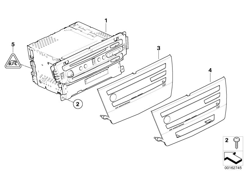 Bildtafel CCC CD für die BMW 3er Modelle  Original BMW Ersatzteile aus dem elektronischen Teilekatalog (ETK) für BMW Kraftfahrzeuge( Auto)    Austausch CCC CD, Blende, Linsenblechschraube, Steckergehäuse