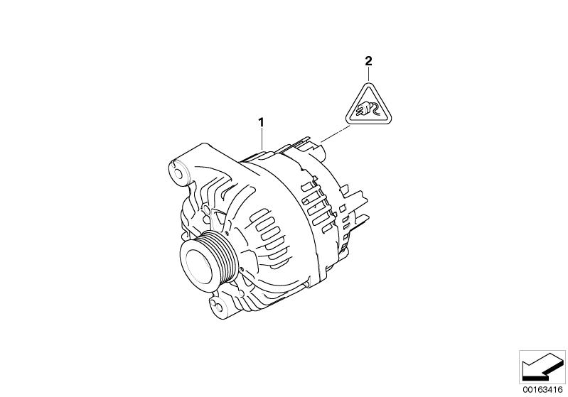 Picture board Alternator for the BMW X Series models  Original BMW spare parts from the electronic parts catalog (ETK) for BMW motor vehicles (car)   EXCH generator, Socket housing