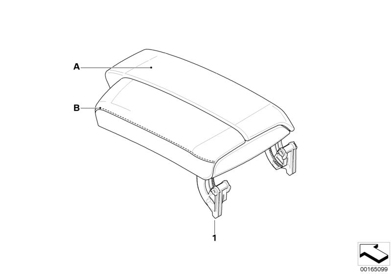 Picture board Individual armrest, centre console for the BMW 3 Series models  Original BMW spare parts from the electronic parts catalog (ETK) for BMW motor vehicles (car)   Armrest, leather, front middle