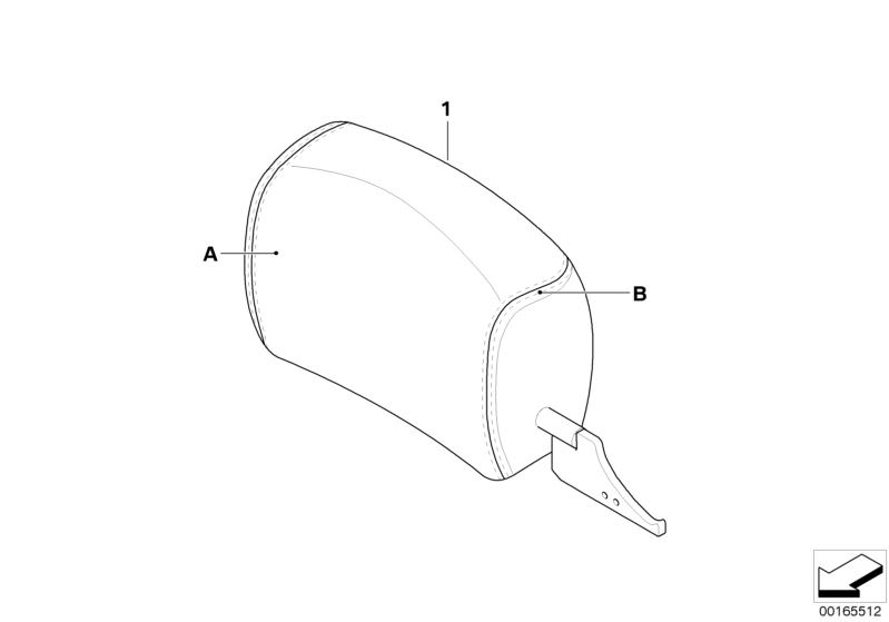 Picture board Indiv. headrest, CAK, basic seat, front for the BMW 3 Series models  Original BMW spare parts from the electronic parts catalog (ETK) for BMW motor vehicles (car)   Headrest leather, left