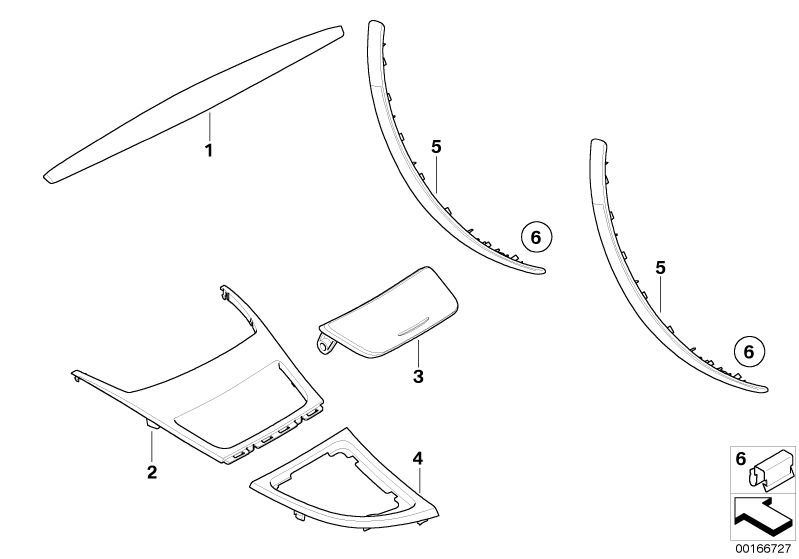 Picture board BMW Performance interior trim in Carbon for the BMW 1 Series models  Original BMW spare parts from the electronic parts catalog (ETK) for BMW motor vehicles (car) 