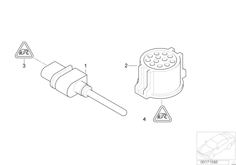 Picture board Temperature sensor for the BMW 5 Series models  Original BMW spare parts from the electronic parts catalog (ETK) for BMW motor vehicles (car)   GONG WITH HOLDER, Repair kit, socket housing, Temperature sensor, Universal socket housing, uncod