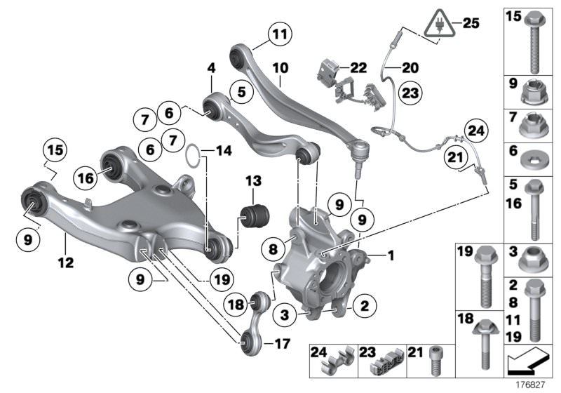 Picture board REAR AXLE SUPPORT/WHEEL SUSPENSION for the BMW 7 Series models  Original BMW spare parts from the electronic parts catalog (ETK) for BMW motor vehicles (car) 