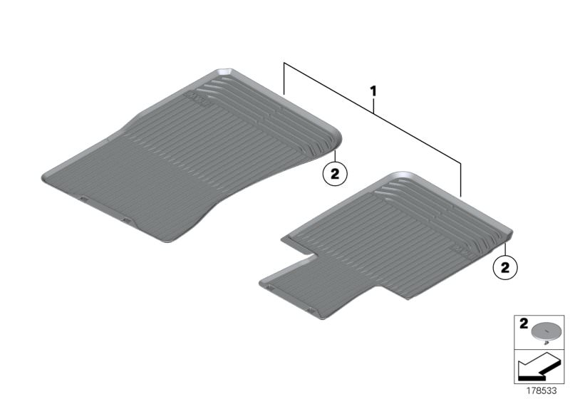 Picture board RUBBER MAT for the BMW Z Series models  Original BMW spare parts from the electronic parts catalog (ETK) for BMW motor vehicles (car) 