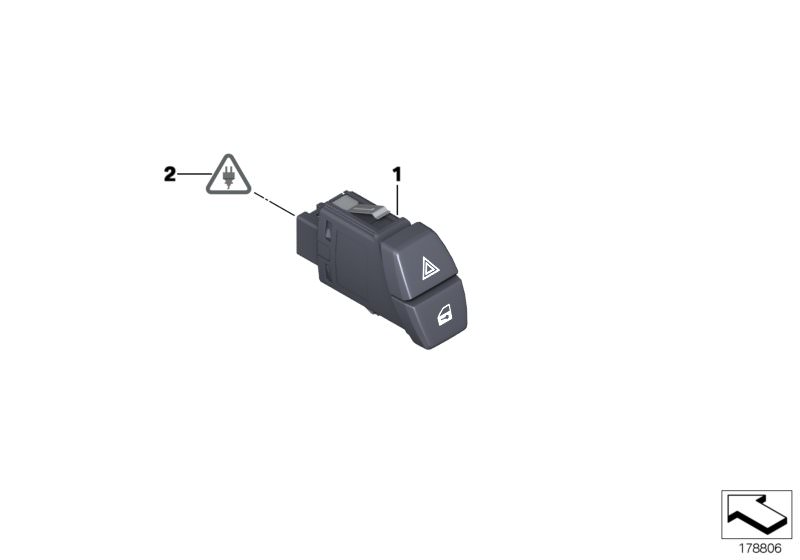 Picture board Switch hazard warning/central lckng syst for the BMW 5 Series models  Original BMW spare parts from the electronic parts catalog (ETK) for BMW motor vehicles (car)   Switch, hazard-warning Centerlock