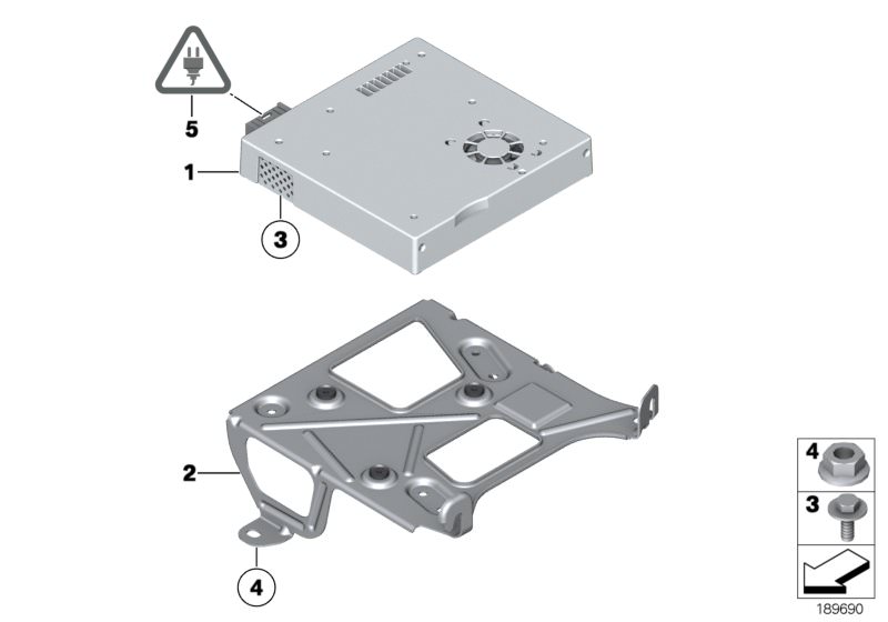 Bildtafel TV-Modul / Halter für die BMW Z Modelle  Original BMW Ersatzteile aus dem elektronischen Teilekatalog (ETK) für BMW Kraftfahrzeuge( Auto)    Halter DAB-Tuner/SDARS/TV-Modul, Sechskantmutter, Sechskantschraube, TV-Modul