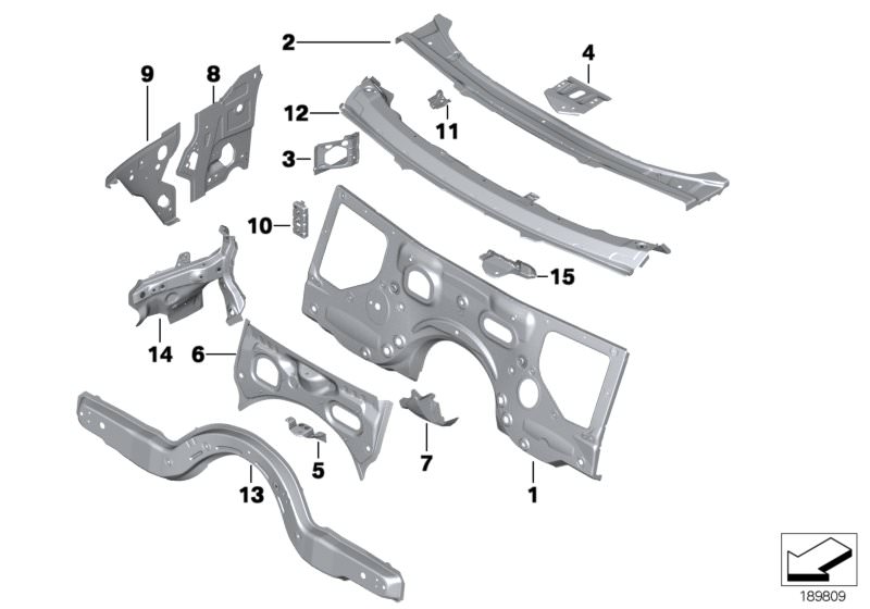 Picture board SPLASH WALL PARTS for the BMW 7 Series models  Original BMW spare parts from the electronic parts catalog (ETK) for BMW motor vehicles (car)   Cross member, splash wall, Extension, reinforcement, right, LOWER APRON, Mounting, support tube, R