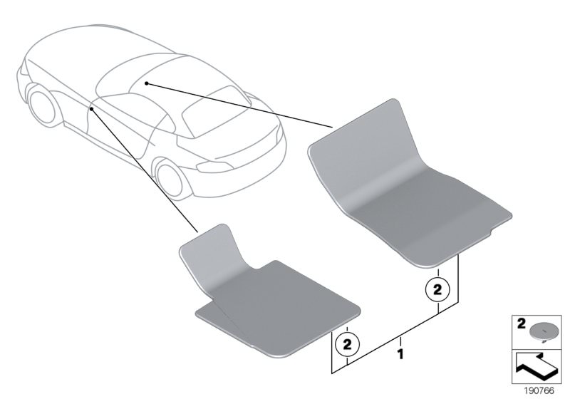 Illustration du Tapis pour les BMW Z Série Modèles  Pièces de rechange d'origine BMW du catalogue de pièces électroniques (ETK) pour véhicules automobiles BMW (voiture) 