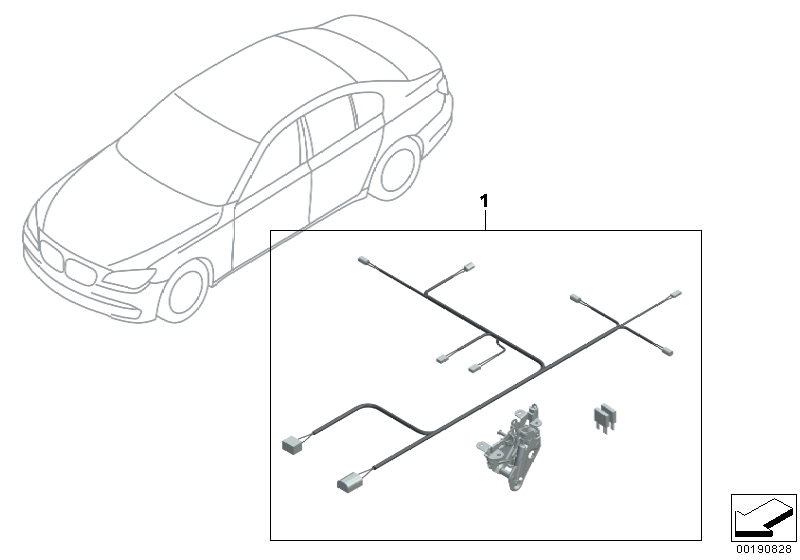 Illustration du Kit 2ème monte alarme antivol pour les BMW 5 Série Modèles  Pièces de rechange d'origine BMW du catalogue de pièces électroniques (ETK) pour véhicules automobiles BMW (voiture) 