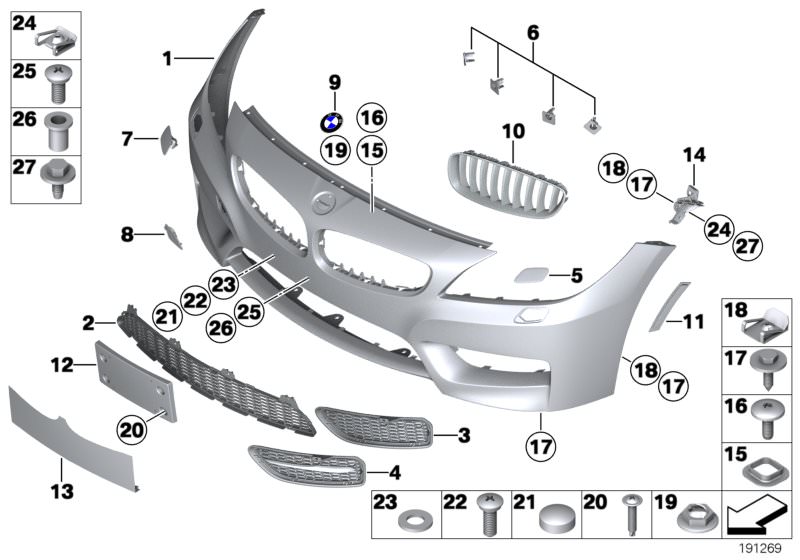 Picture board M trim panel, front for the BMW Z Series models  Original BMW spare parts from the electronic parts catalog (ETK) for BMW motor vehicles (car)   Blind rivet nut, flat headed, Body nut, C-clip nut, self-locking, Cover, spray nozzle, primed ri