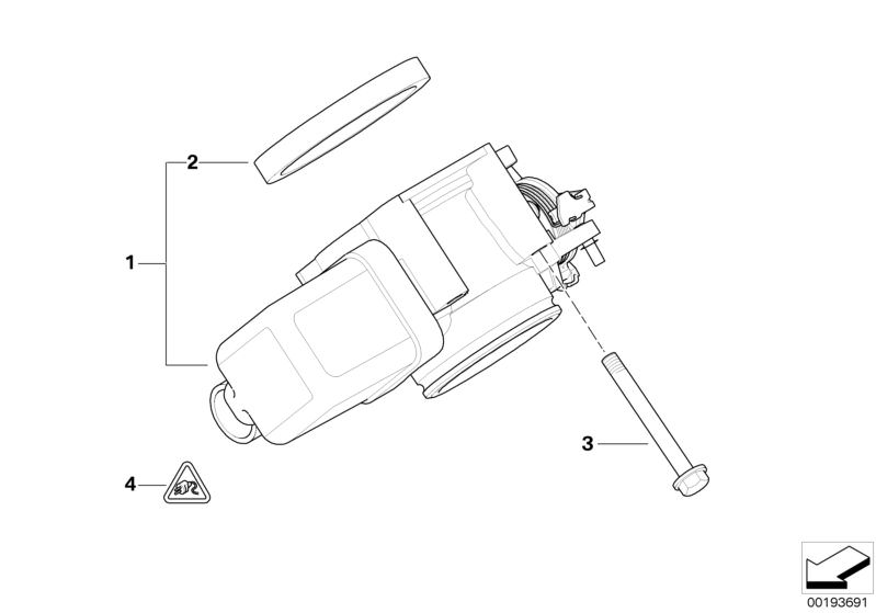 Picture board Throttle housing Assy for the BMW 3 Series models  Original BMW spare parts from the electronic parts catalog (ETK) for BMW motor vehicles (car)   Hex Bolt with washer, Plug housing, Profile-gasket, Throttle housing Assy