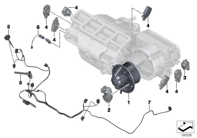 Bildtafel Elektrikteile Klimagerät für die BMW Z Modelle  Original BMW Ersatzteile aus dem elektronischen Teilekatalog (ETK) für BMW Kraftfahrzeuge( Auto)    Gebläse, Kabelsatz Heiz-/Klimagerät, Regler Gebläse, Satz Verdampferfühler, Stellantrieb, Stellan