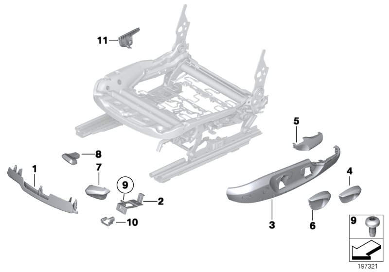 Picture board SEAT FRONT SEAT COVERINGS for the BMW Z Series models  Original BMW spare parts from the electronic parts catalog (ETK) for BMW motor vehicles (car)   Bracket, control unit, Cover, belt buckle guard, right, Cover, belt catch right, Covering 