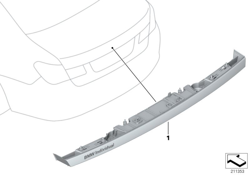 Picture board Individual handle strip, rear lid for the BMW 7 Series models  Original BMW spare parts from the electronic parts catalog (ETK) for BMW motor vehicles (car)   Grip, trunk lid