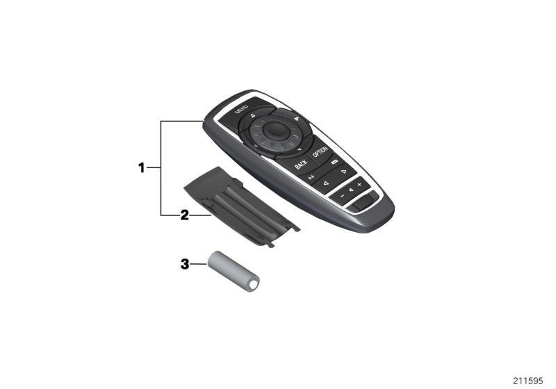 Picture board Remote control, rear for the BMW 5 Series models  Original BMW spare parts from the electronic parts catalog (ETK) for BMW motor vehicles (car)   Battery, Battery cover, Remote control, rear