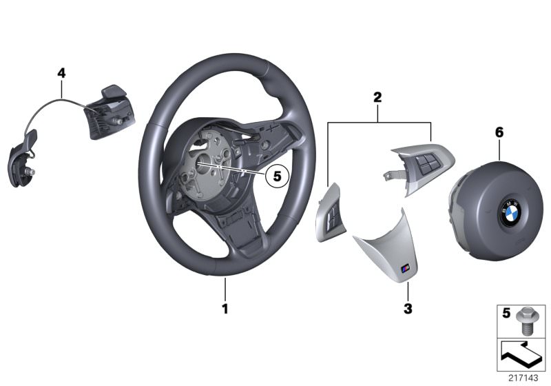 Picture board M sport st.wheel,airbag,multif./paddles for the BMW Z Series models  Original BMW spare parts from the electronic parts catalog (ETK) for BMW motor vehicles (car)   Airbag module, driver´s side, Cover, M steering wheel, black, Hex Bolt, M sp