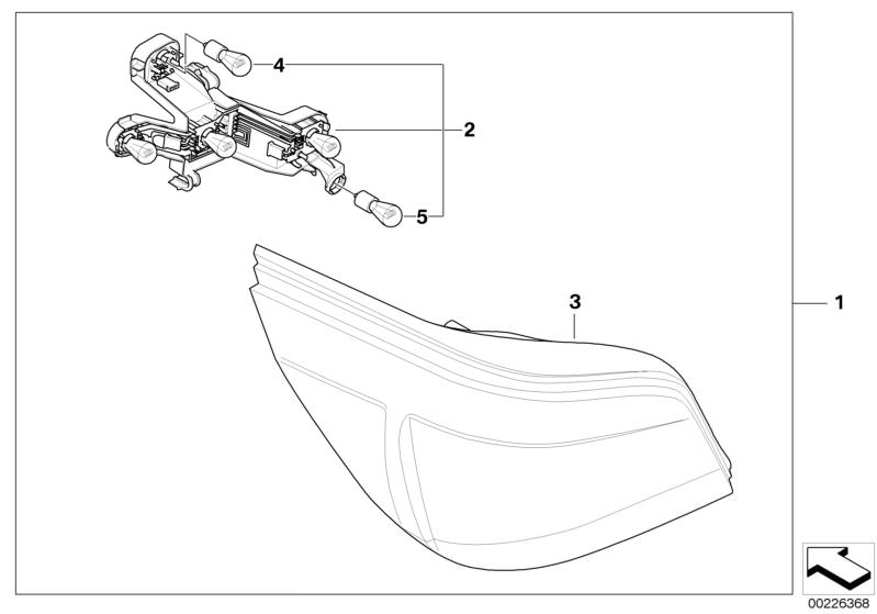 Picture board Retrofit kit,rr light, white for the BMW 5 Series models  Original BMW spare parts from the electronic parts catalog (ETK) for BMW motor vehicles (car) 