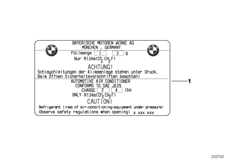 Illustration du Etiquette, Indicatrice refrigerant pour les BMW 6 Série Modèles  Pièces de rechange d'origine BMW du catalogue de pièces électroniques (ETK) pour véhicules automobiles BMW (voiture)   Label, coolant