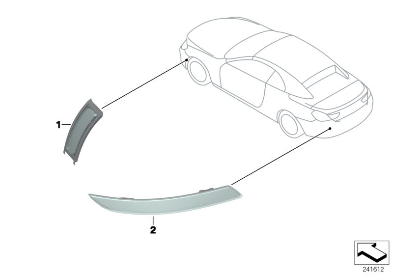 Bildtafel Rückstrahler für die BMW 6er Modelle  Original BMW Ersatzteile aus dem elektronischen Teilekatalog (ETK) für BMW Kraftfahrzeuge( Auto)    Rückstrahler hinten rechts