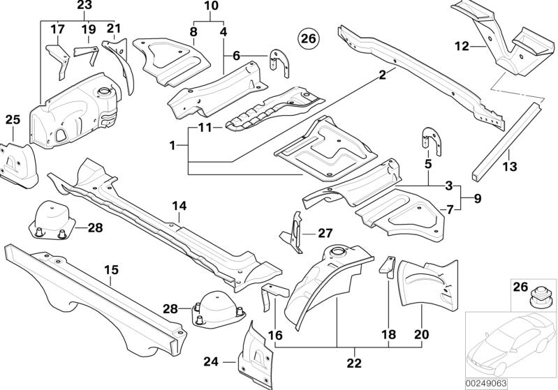 Picture board FLOOR PANEL TRUNK/WHEEL HOUSING REAR for the BMW Z Series models  Original BMW spare parts from the electronic parts catalog (ETK) for BMW motor vehicles (car)   Bracket, floor,fold.top compartm. rr lft, Bracket, floor,fold.top compartm.rr r