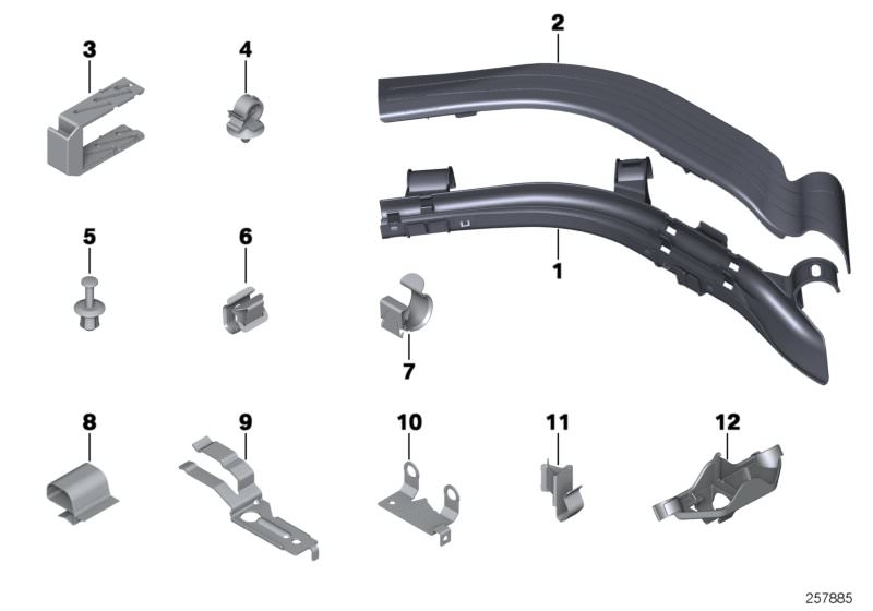 Picture board Cable harness fixings for the BMW Z Series models  Original BMW spare parts from the electronic parts catalog (ETK) for BMW motor vehicles (car)   Bottom part of cable guide, Bracket, BRACKET FOR LAMBDA PROBE CABLE, Cable clamp, Cable holder