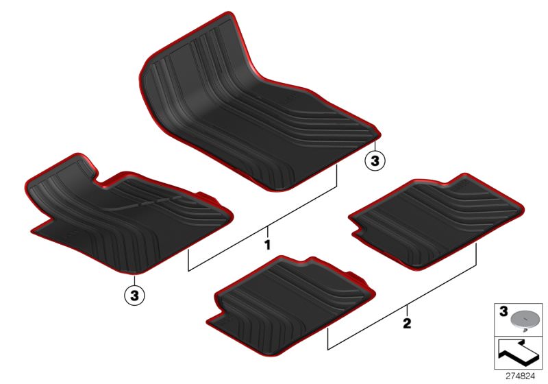 Picture board Floor mat, Allweather for the BMW 4 Series models  Original BMW spare parts from the electronic parts catalog (ETK) for BMW motor vehicles (car) 