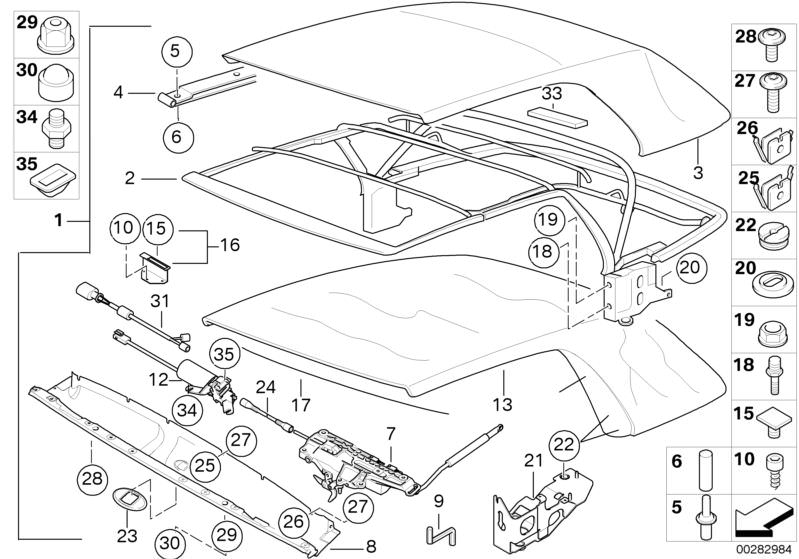Sliding Roof / Folding Top parts M3 Convertible E46 | HUBAUER-Shop.de