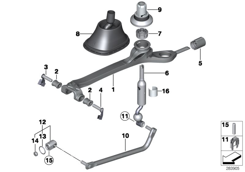 Picture board Gearshift, mechanical transmission for the BMW 4 Series models  Original BMW spare parts from the electronic parts catalog (ETK) for BMW motor vehicles (car)   Bearing bolt, Bearing, shift lever, Bearing, shifting arm, BUSH BEARING OVAL, Dow