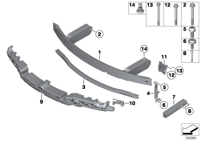 Picture board Support, front for the BMW 6 Series models  Original BMW spare parts from the electronic parts catalog (ETK) for BMW motor vehicles (car)   Adapter plate, right, Carrier, bumper front, Carrier, bumper, front bottom, Connector, right, Cover, 
