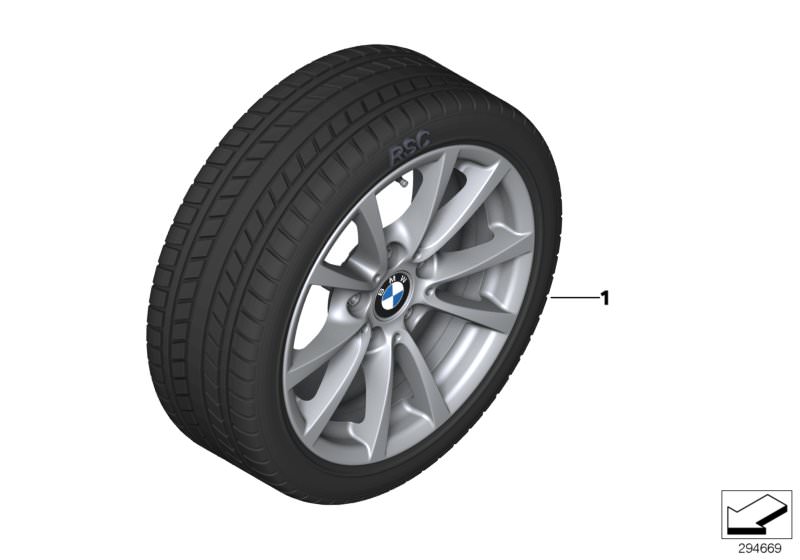 Illustration du Winter wheel&tyre, V-spoke 390 pour les BMW 3 Série Modèles  Pièces de rechange d'origine BMW du catalogue de pièces électroniques (ETK) pour véhicules automobiles BMW (voiture) 
