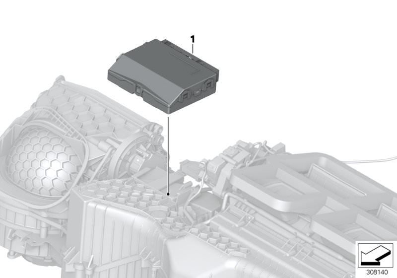 Illustration du Boîtier de commande de climatiseur pour les BMW X Série Modèles  Pièces de rechange d'origine BMW du catalogue de pièces électroniques (ETK) pour véhicules automobiles BMW (voiture)   Control unit air conditioning sys.