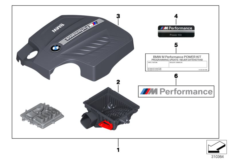 Illustration du BMW M Performance Power Kit pour les BMW 3 Série Modèles  Pièces de rechange d'origine BMW du catalogue de pièces électroniques (ETK) pour véhicules automobiles BMW (voiture) 