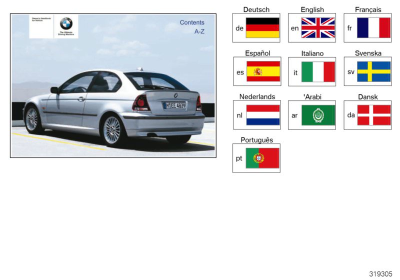 Illustration du Owner´s handbook E46/5 pour les BMW 3 Série Modèles  Pièces de rechange d'origine BMW du catalogue de pièces électroniques (ETK) pour véhicules automobiles BMW (voiture) 