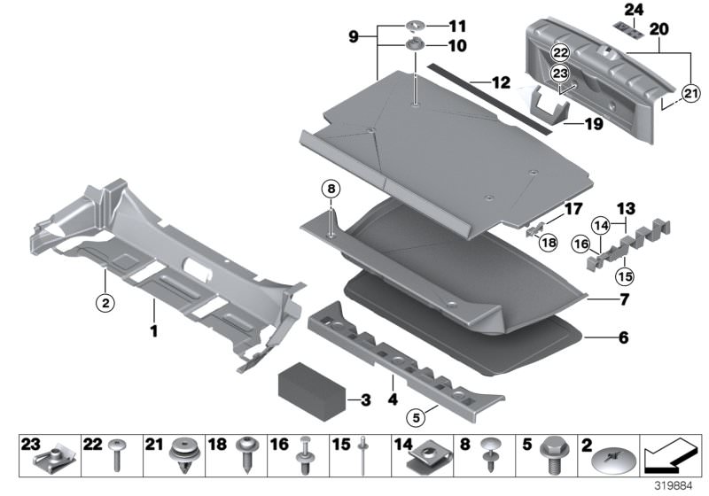 Trim panel, trunk floor