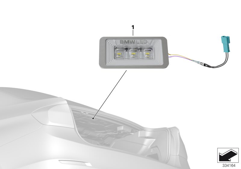Bildtafel BMW Gepäckraumleuchte LED für die BMW 5er Modelle  Original BMW Ersatzteile aus dem elektronischen Teilekatalog (ETK) für BMW Kraftfahrzeuge( Auto)  